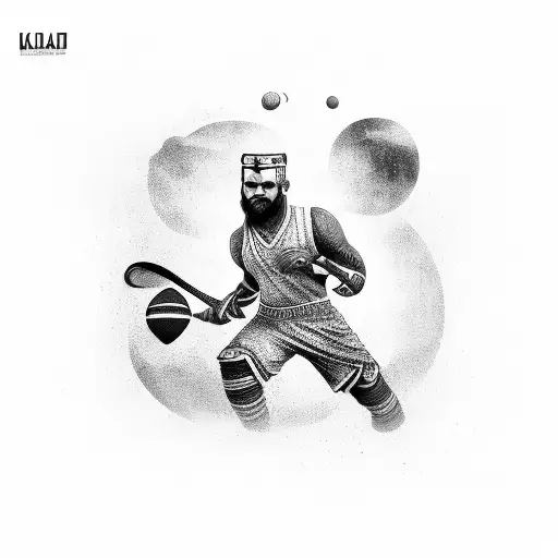 A tattoo design depicting a kabaddi player in a cosmic setting tattoo design idea