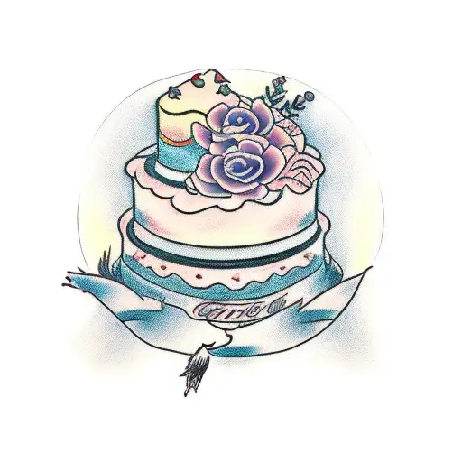 wedding cake tattoo design idea