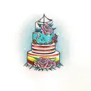 wedding cake tattoo design idea