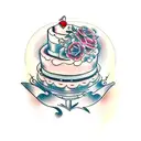 wedding cake tattoo design idea