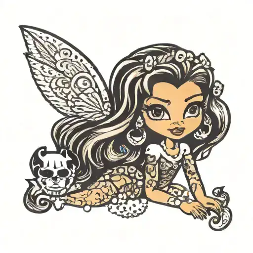 bratz doll with sparkles tattoo design idea