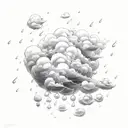the name rain with a storm cloud and rain falling tattoo design idea