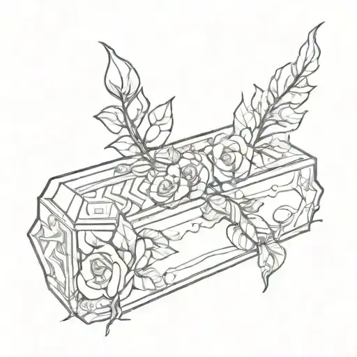 rose coffins headstones Nordic runes tattoo design idea