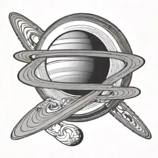 tattoo design of a 3d detailed Saturn with a 3d detailed infinity symbol instead of Saturns ring tattoo design idea