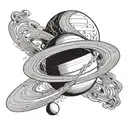 tattoo design of a 3d detailed Saturn with a 3d detailed infinity symbol instead of Saturns ring tattoo design idea