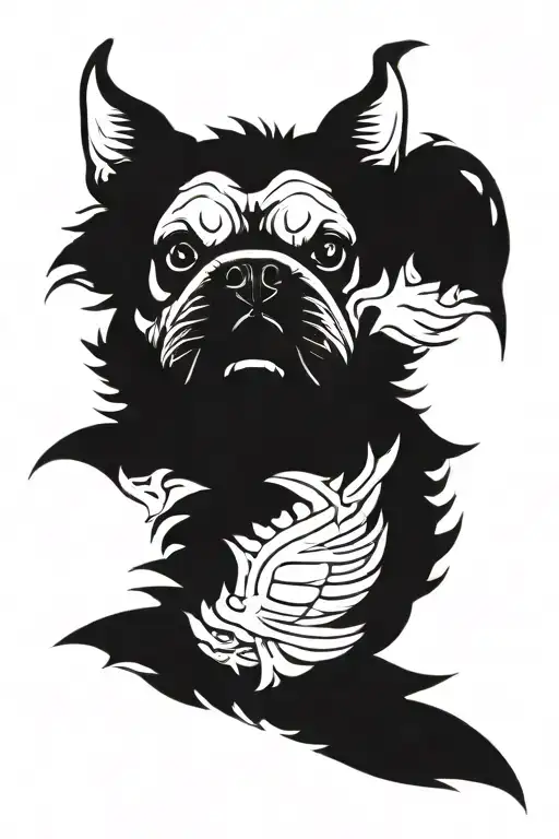 bulldog devil magpie hawk tattoo design idea