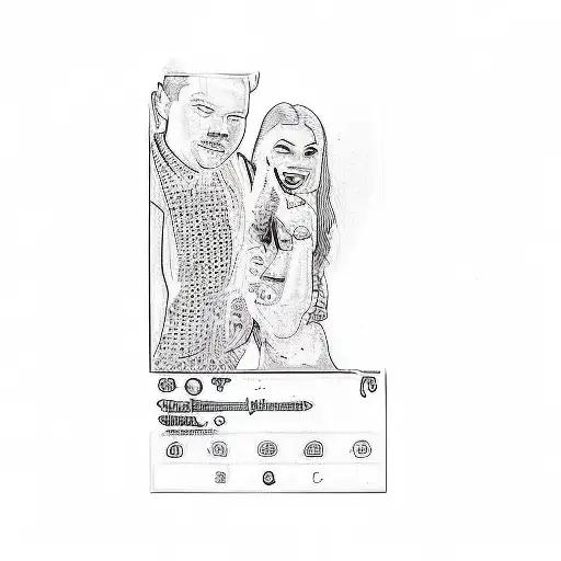 two people posing for a picture tattoo design idea