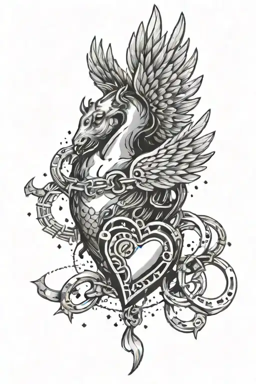 A heart with wings and handcuffs, symbolizing the struggle between romantic desires and self-control, with a Leo constellation in the background tattoo design idea