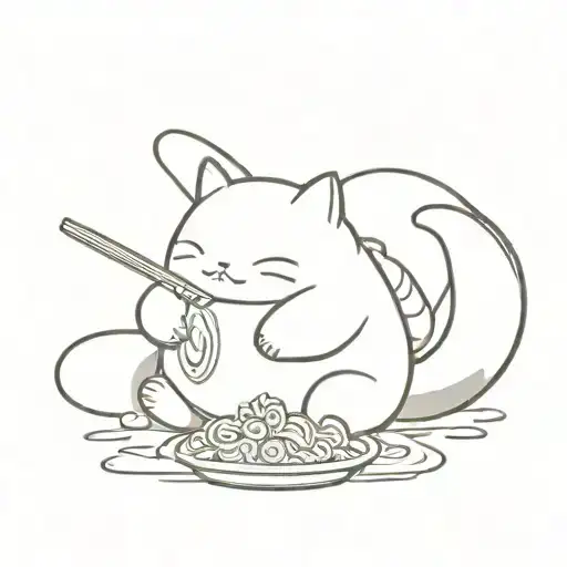 snorlax pokémon sleeping with ramen on its belly tattoo design idea