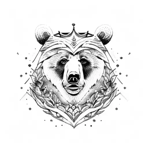 Bear with a crown tattoo design idea
