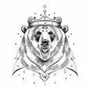 Bear with a crown tattoo design idea