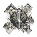 mountain and waterfall tattoo design idea