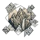 mountain and waterfall tattoo design idea