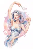 Aquarius goddess holding water above her head tattoo design idea