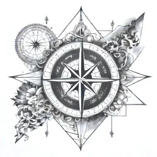 compass on top of texas abbriviation TX and intertwining names Morgan and Johnson tattoo design idea