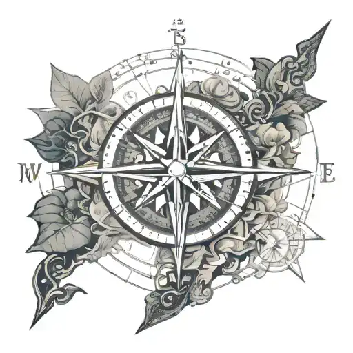 compass on top of texas abbriviation TX and intertwining names Morgan and Johnson tattoo design idea