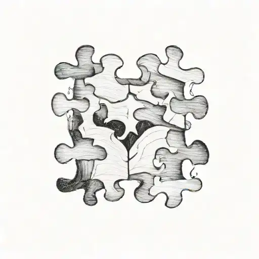 A tattoo featuring a jigsaw puzzle with missing pieces, symbolizing the love for puzzles tattoo design idea