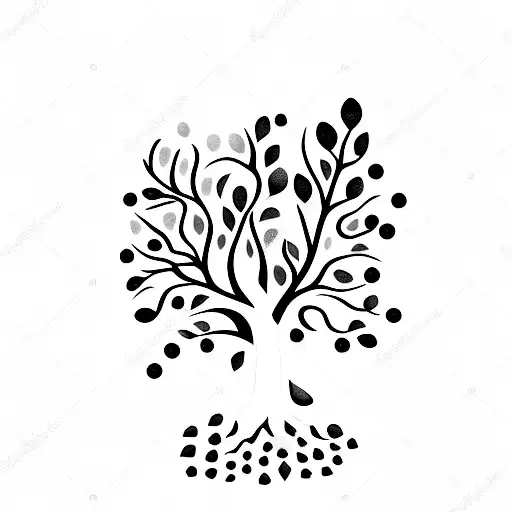 upside down tree with gemstones on as its flowers tattoo design idea