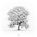 upside down tree with gemstones on as its flowers tattoo design idea