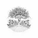 upside down tree with gemstones on as its flowers tattoo design idea