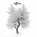 upside down tree with gemstones on as its flowers tattoo design idea