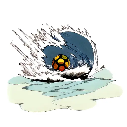 soccer ball with a crashing ocean wave and Tiger stripes on the ball tattoo design idea