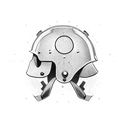 Warrior helmet with crossed rifles tattoo design idea