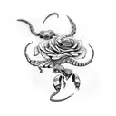 roses with scorpion and rattlesnake tattoo design idea