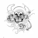 skull and roses with scorpion and rattlesnake tattoo design idea