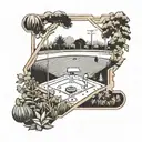 baseball diamond with outfield native plants growing tattoo design idea