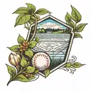 baseball diamond with outfield native plants growing tattoo design idea