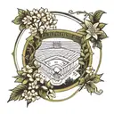 baseball diamond with outfield native plants growing tattoo design idea