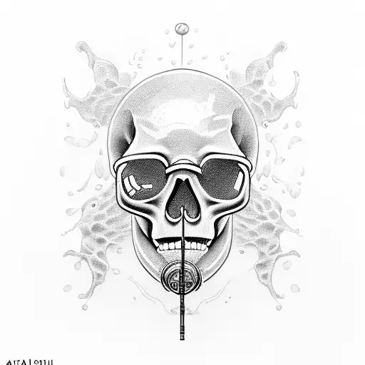 Skull breathing from Scuba Regulator, dive mask, and dual oxygen tanks tattoo design idea