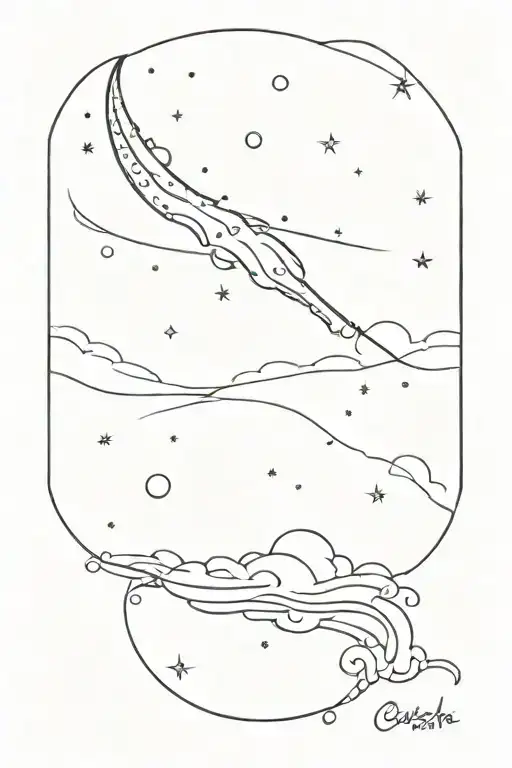 a comet leaving behind a bubbly trail  tattoo design idea