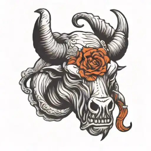 bull horns minimalistic with no skull tattoo design idea