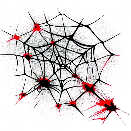 ragged web like glass only black and red tattoo design idea