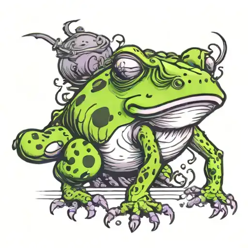 a purple Cain Toad surrounded tattoo design idea