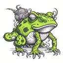 a purple Cain Toad surrounded tattoo design idea