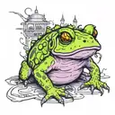 a purple Cain Toad surrounded tattoo design idea
