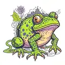 a purple Cain Toad surrounded tattoo design idea