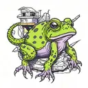 a purple Cain Toad surrounded tattoo design idea