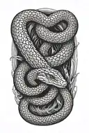 bird's eye view of snake emerging from a black hole, with angelic light coming out of head tattoo design idea