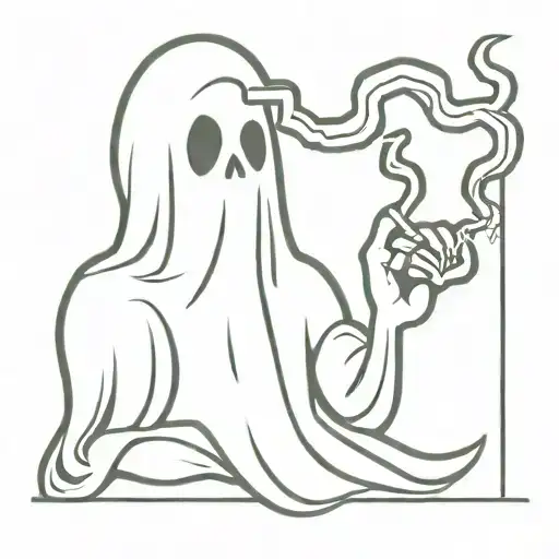 ghost smoking weed tattoo design idea