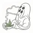 ghost smoking weed tattoo design idea
