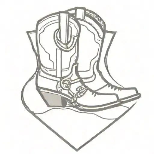 A minimalist tattoo of a police badge with a cowboy boot and spurs hanging off of it tattoo design idea