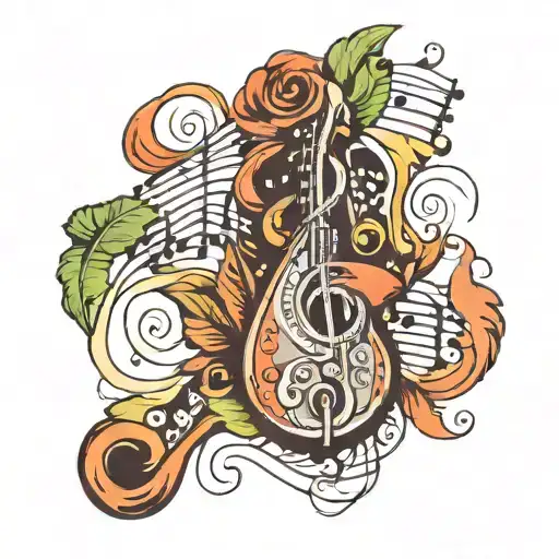 Dominican Republic, Guira, music notes tattoo design idea