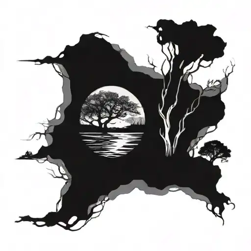 The image presents a striking and evocative scene, meticulously composed to evoke a sense of solitude and introspection. tattoo design idea