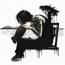 The image presents a striking and evocative scene, meticulously composed to evoke a sense of solitude and introspection. tattoo design idea