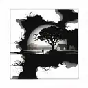 The image presents a striking and evocative scene, meticulously composed to evoke a sense of solitude and introspection. tattoo design idea