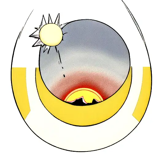 sun vs moon in tsunami tattoo design idea